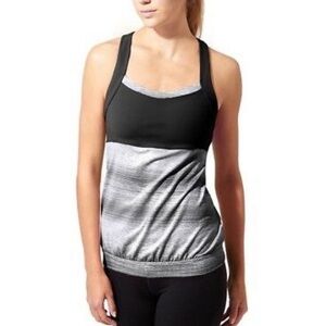 Athleta Black White Heathered Tank Top Size XS
